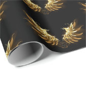 Golden Angel Wings op zwarte achtergrond Cadeaupapier (Rol Hoek)