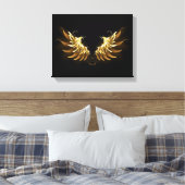 Golden Angel Wings op zwarte achtergrond Canvas Afdruk (Insitu (Slaapkamer))