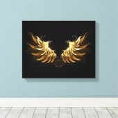 Golden Angel Wings op zwarte achtergrond Canvas Afdruk (Insitu (Houten vloer))