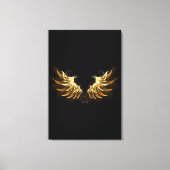 Golden Angel Wings op zwarte achtergrond Canvas Afdruk (Voorkant)