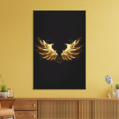 Golden Angel Wings op zwarte achtergrond Canvas Afdruk (Insitu (Woonkamer))