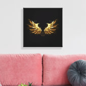 Golden Angel Wings op zwarte achtergrond Canvas Afdruk (Insitu (Woonkamer))