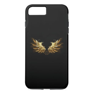 Golden Angel Wings op zwarte achtergrond iPhone 8/7 Plus Hoesje