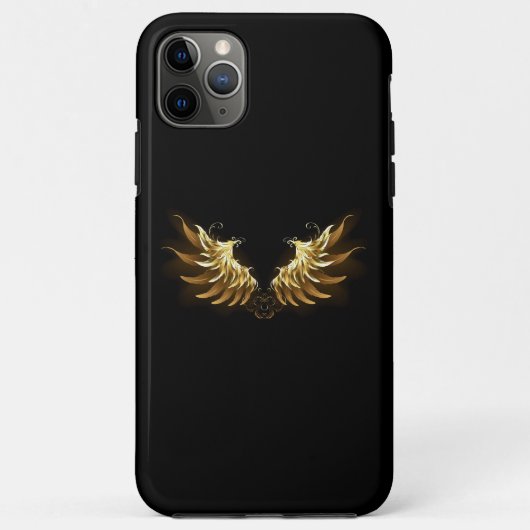 Golden Angel Wings op zwarte achtergrond Case-Mate iPhone Case (Achterkant)