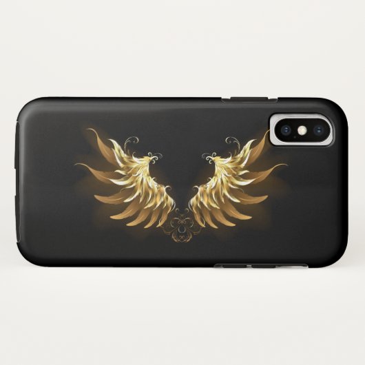 Golden Angel Wings op zwarte achtergrond Case-Mate iPhone Case (Achterkant (horizontaal))