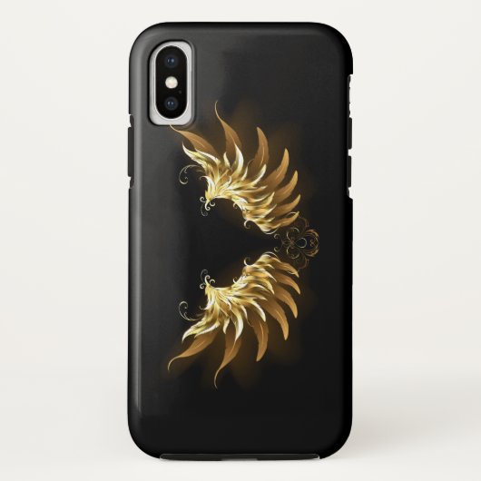 Golden Angel Wings op zwarte achtergrond Case-Mate iPhone Case (Achterkant)