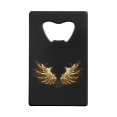 Golden Angel Wings op zwarte achtergrond Creditkaart Flessenopener (Achterkant)