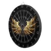 Golden Angel Wings op zwarte achtergrond Dartbord (Voorkant Rechts)