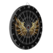 Golden Angel Wings op zwarte achtergrond Dartbord (Voorkant Links)
