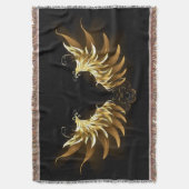 Golden Angel Wings op zwarte achtergrond Deken (Voorkant Verticaal)