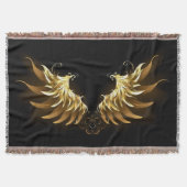Golden Angel Wings op zwarte achtergrond Deken (Voorkant)