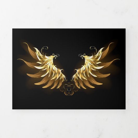 Golden Angel Wings op zwarte achtergrond Drieluik Aankondiging (Cover)