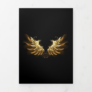 Golden Angel Wings op zwarte achtergrond Drieluik Aankondiging