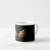 Golden Angel Wings op zwarte achtergrond Espresso Kop (Voorkant rechts)
