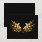 Golden Angel Wings op zwarte achtergrond Feestdagenkaart (Voorkant / Achterkant)