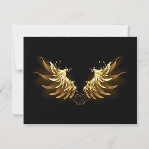 Golden Angel Wings op zwarte achtergrond Feestdagenkaart
