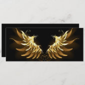 Golden Angel Wings op zwarte achtergrond Feestdagenkaart (Voorkant / Achterkant)