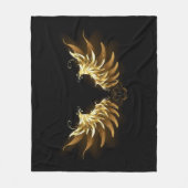 Golden Angel Wings op zwarte achtergrond Fleece Deken (Voorkant)