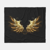 Golden Angel Wings op zwarte achtergrond Fleece Deken (Voorkant (Horizontaal))