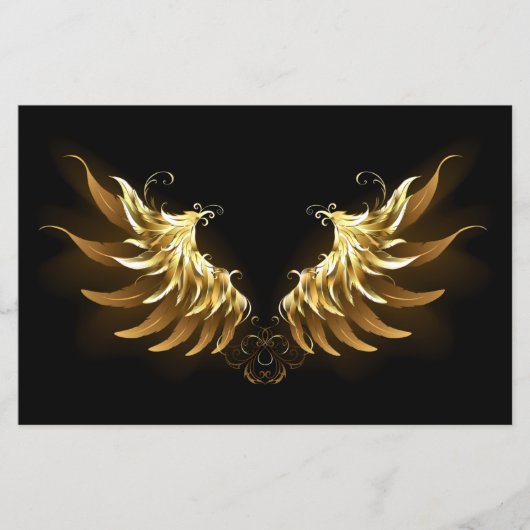 Golden Angel Wings op zwarte achtergrond Flyer (Voorkant)