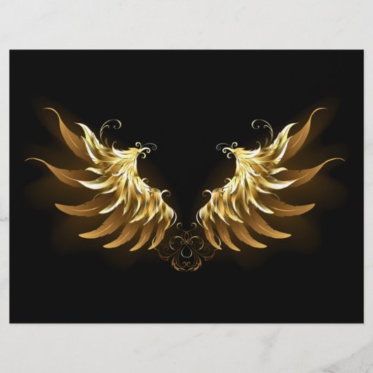 Golden Angel Wings op zwarte achtergrond Flyer (Voorkant)