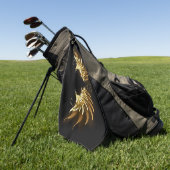 Golden Angel Wings op zwarte achtergrond Golfhanddoek (Groen)