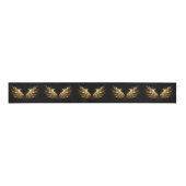 Golden Angel Wings op zwarte achtergrond Grosgrain Lint (Voorkant)