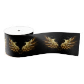 Golden Angel Wings op zwarte achtergrond Grosgrain Lint (Spoel)