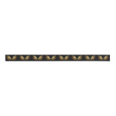 Golden Angel Wings op zwarte achtergrond Grosgrain Lint (Voorkant)