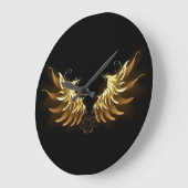 Golden Angel Wings op zwarte achtergrond Grote Klok (Hoek)