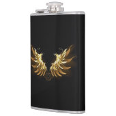 Golden Angel Wings op zwarte achtergrond Heupfles (Links)