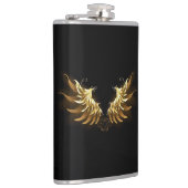 Golden Angel Wings op zwarte achtergrond Heupfles (Rechts)