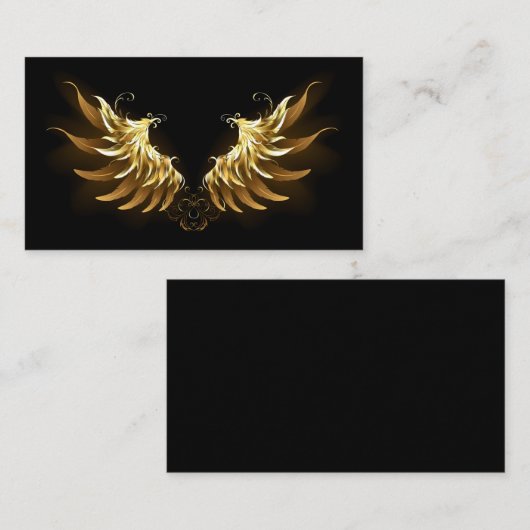 Golden Angel Wings op zwarte achtergrond Informatiekaartje (Voorkant / Achterkant)