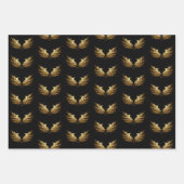 Golden Angel Wings op zwarte achtergrond Inpakpapier Vel (Voorkant 3)
