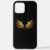 Golden Angel Wings op zwarte achtergrond iPhone Hoesje (Achterkant)