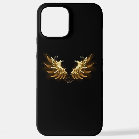 Golden Angel Wings op zwarte achtergrond iPhone Hoesje (Achterkant)