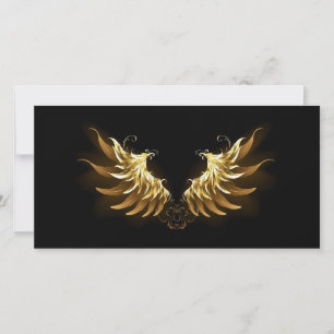 Golden Angel Wings op zwarte achtergrond Kaart