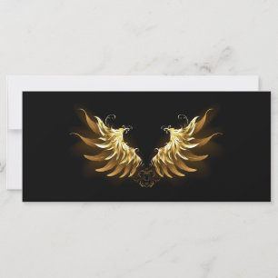 Golden Angel Wings op zwarte achtergrond Kaart