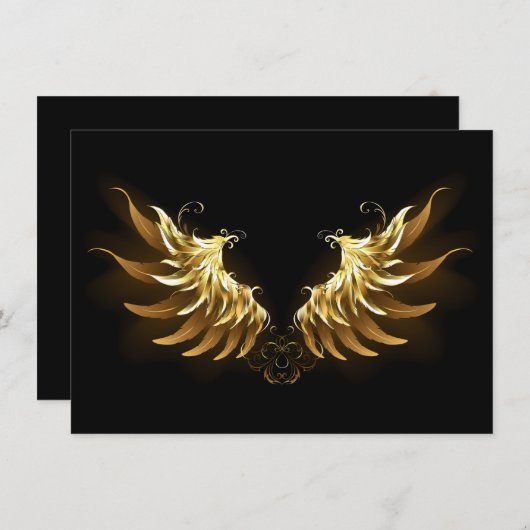 Golden Angel Wings op zwarte achtergrond Kaart (Voorkant / Achterkant)