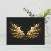 Golden Angel Wings op zwarte achtergrond Kaart (Staand voorkant)