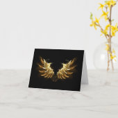 Golden Angel Wings op zwarte achtergrond Kaart (Gele Bloem)