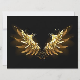 Golden Angel Wings op zwarte achtergrond Kaart