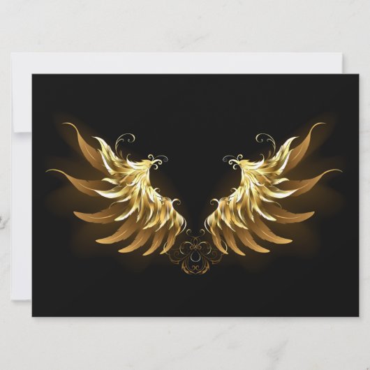 Golden Angel Wings op zwarte achtergrond Kaart (Voorkant)