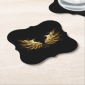 Golden Angel Wings op zwarte achtergrond Kartonnen Onderzetters (Gekanteld)