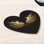 Golden Angel Wings op zwarte achtergrond Kartonnen Onderzetters (Gekanteld)