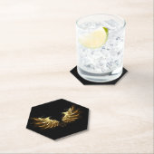 Golden Angel Wings op zwarte achtergrond Kartonnen Onderzetters (Insitu)