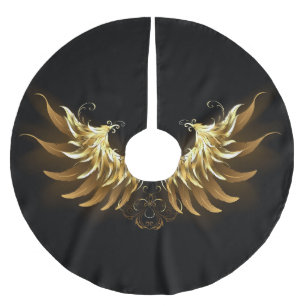 Golden Angel Wings op zwarte achtergrond Kerstboom Rok