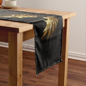 Golden Angel Wings op zwarte achtergrond Korte Tafelloper (Voorbeeld)