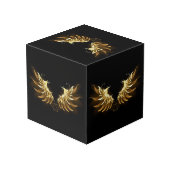 Golden Angel Wings op zwarte achtergrond Kubus (Achter hoekig)