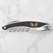 Golden Angel Wings op zwarte achtergrond Kurkentrekker (Achterkant)